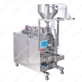 Фасовочно-упаковочный аппарат для жидких и пастообразных продуктов DXDG-200 NEW (3-х шовный пакет, насечка, ширина пленки -68 мм, 5-50 мл)